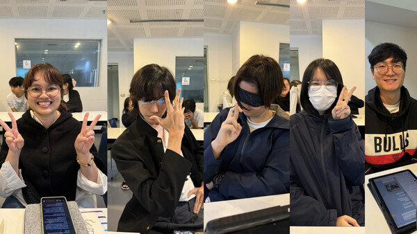 교육에 참여 중인 학생들의 재기발랄한 포즈들.